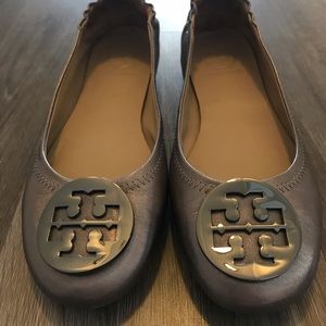 Tory Burch Minnie Flat - Gunmetal Metallic